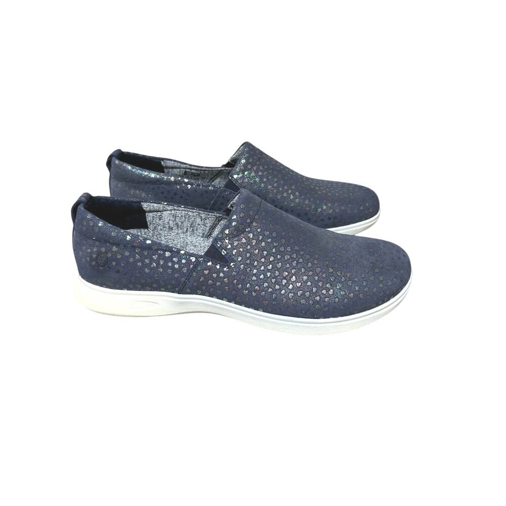 Klogs Leena Women’s Slip On Navy Blue Leather Loafers & Iridescent Accent 11 M